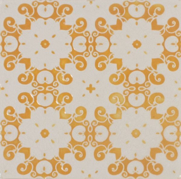 Pratt and Larson Tile Embossed A PW1 marigold   Pratt + Larson   