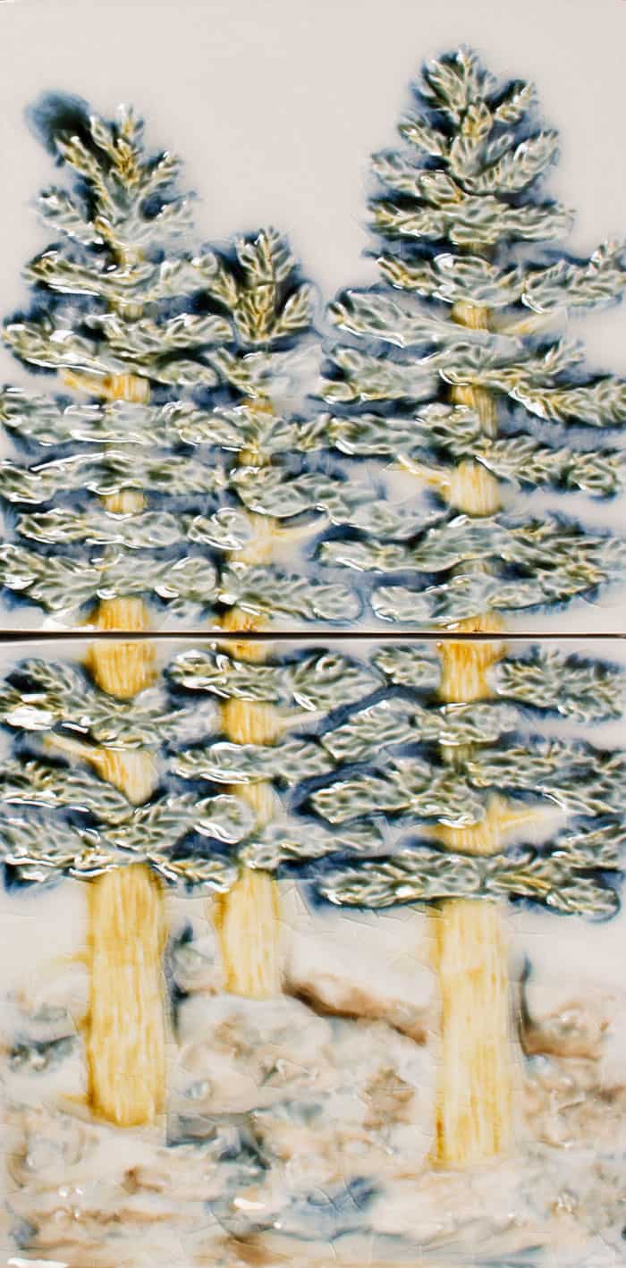 PrattandLarsonTile2treeWW1 Pratt + Larson AA 3 Fir Trees 6×12 Panel 2 tiles Pratt + Larson