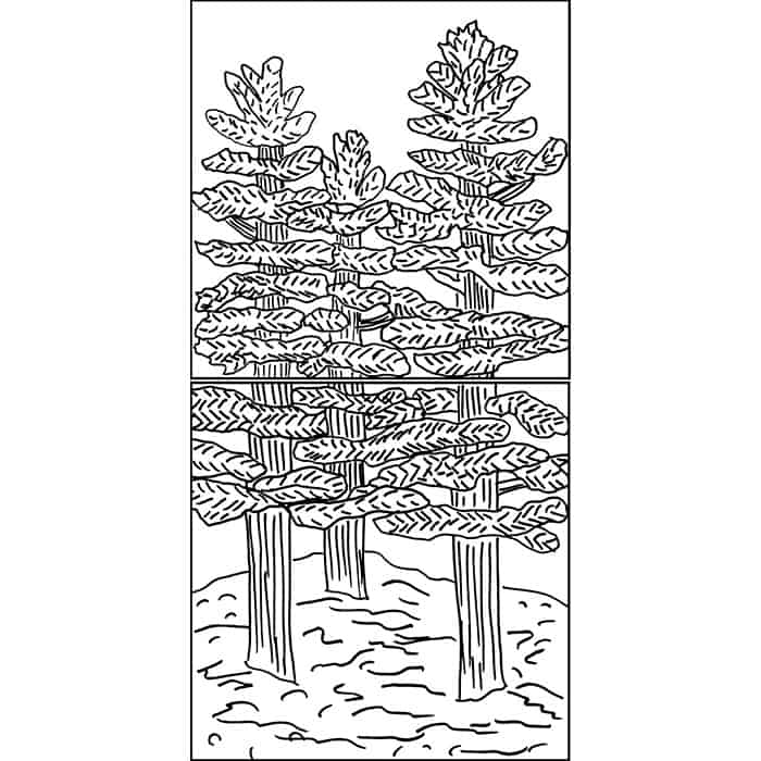 PrattandLarsonTileAAE3F2700 Pratt + Larson AA 3 Fir Trees 6×12 Panel 2 tiles Pratt + Larson