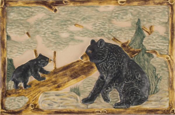 Pratt and Larson Tile 8×12 Woodland Bear Panel CW72b   Pratt + Larson   