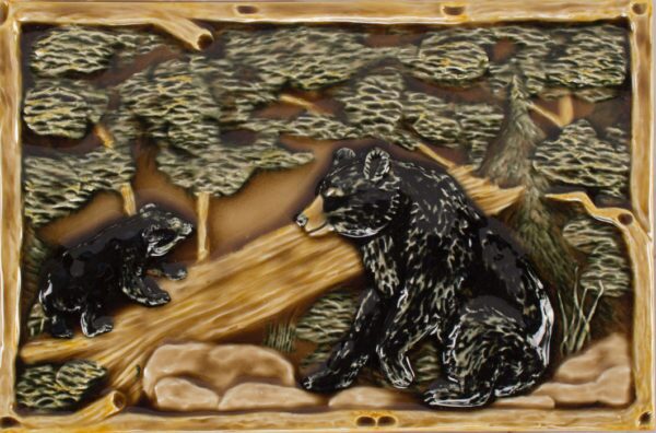 Pratt and Larson Tile 8×12 Woodland Bear Panel WW35   Pratt + Larson   