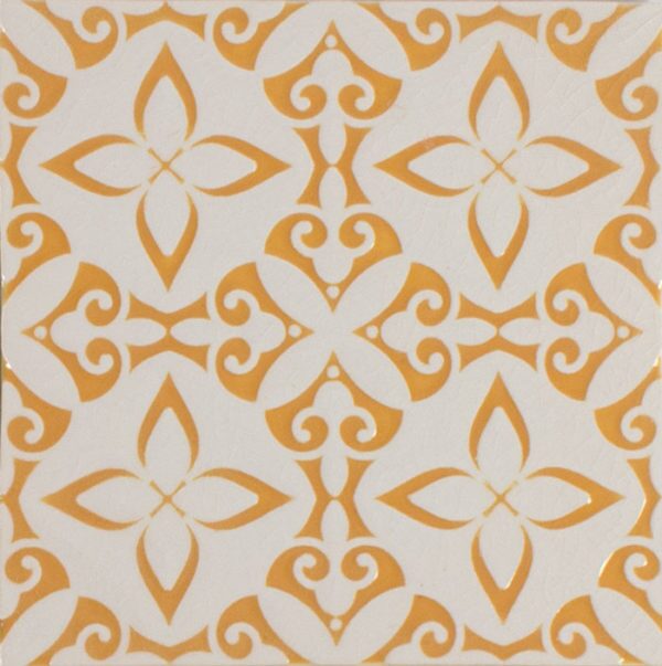 Pratt and Larson Tile Embossed B PW1 marigold   Pratt + Larson   
