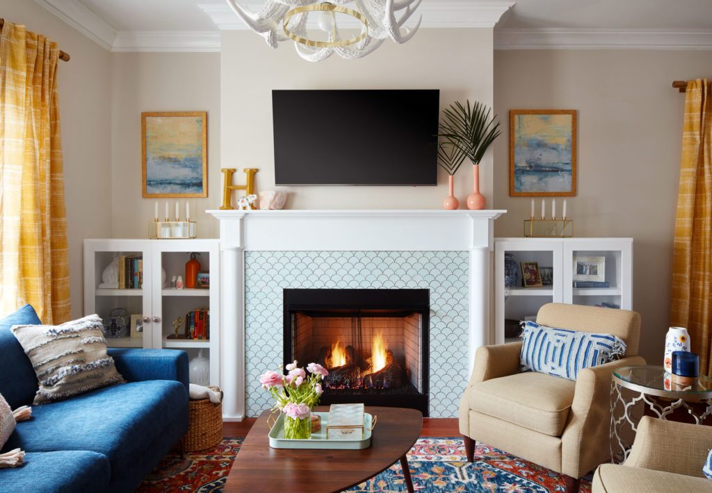 Pratt and Larson Tile Small Fan R44 fireplace   Pratt + Larson   