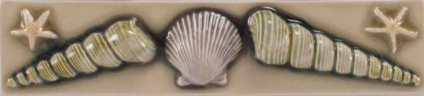 Pratt and Larson Tile 1×8 Shell Border WW40   Pratt + Larson   
