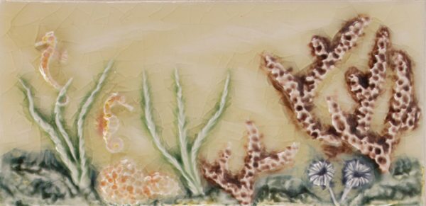 Pratt and Larson Tile 4×8 Marine Seahorses WW20   Pratt + Larson   