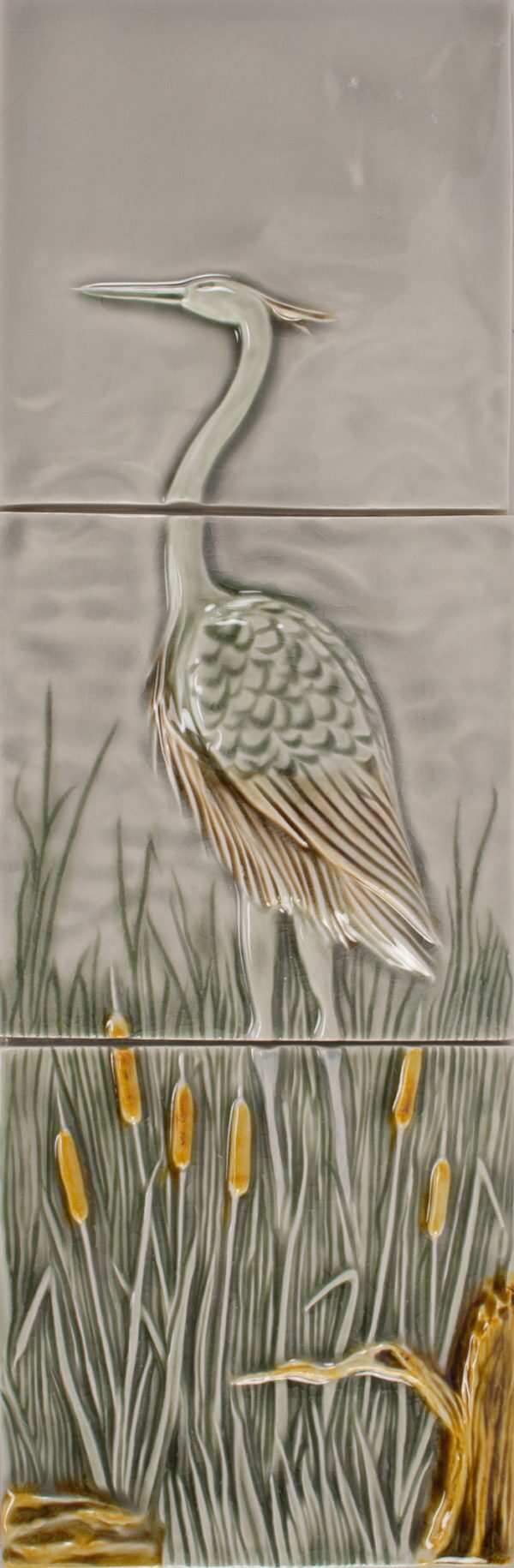 Pratt and Larson Tile 6×18 Heron Facing Left Panel WW88   Pratt + Larson   