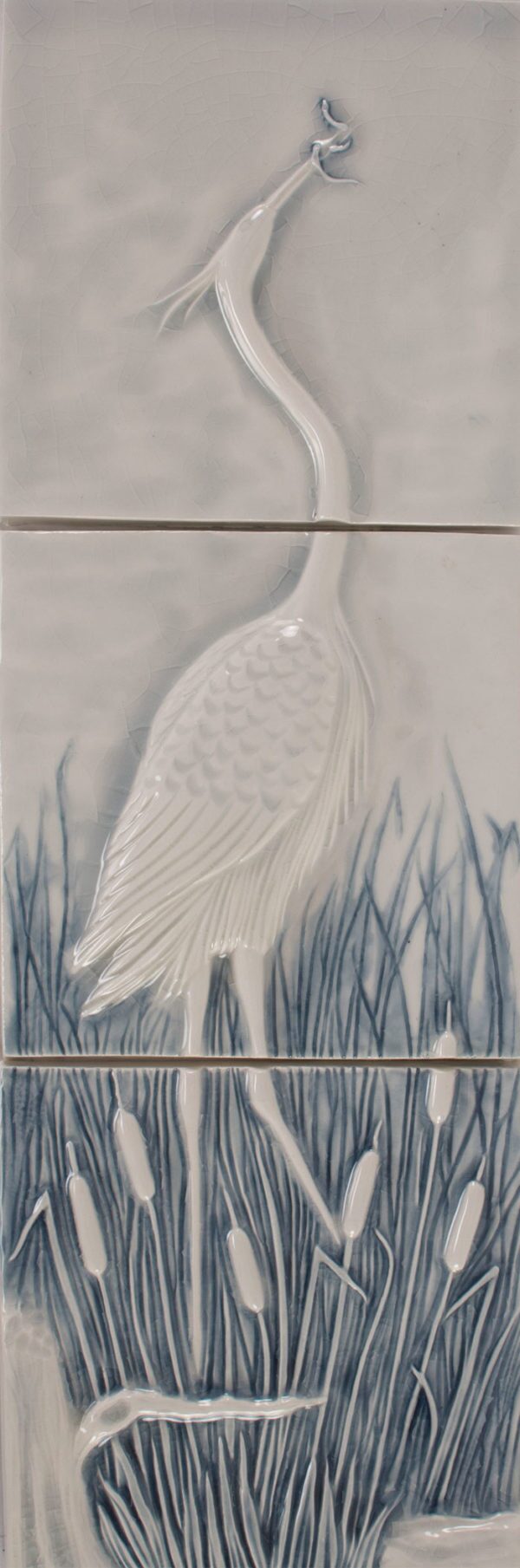 Pratt and Larson Tile 6×18 Heron Facing Right Panel DW5   Pratt + Larson   