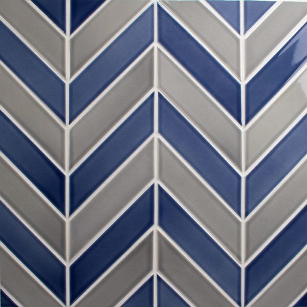 Pratt and Larson Tile Blue Grey Chevron   Pratt + Larson   