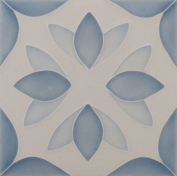 Pratt and Larson Tile Motif G white surf sky   Pratt + Larson   
