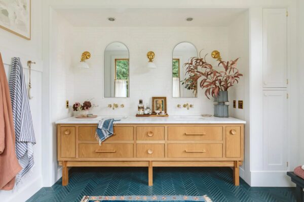 Emily Henderson Farmhouse Primary Bath Reveal 60   Pratt + Larson   
