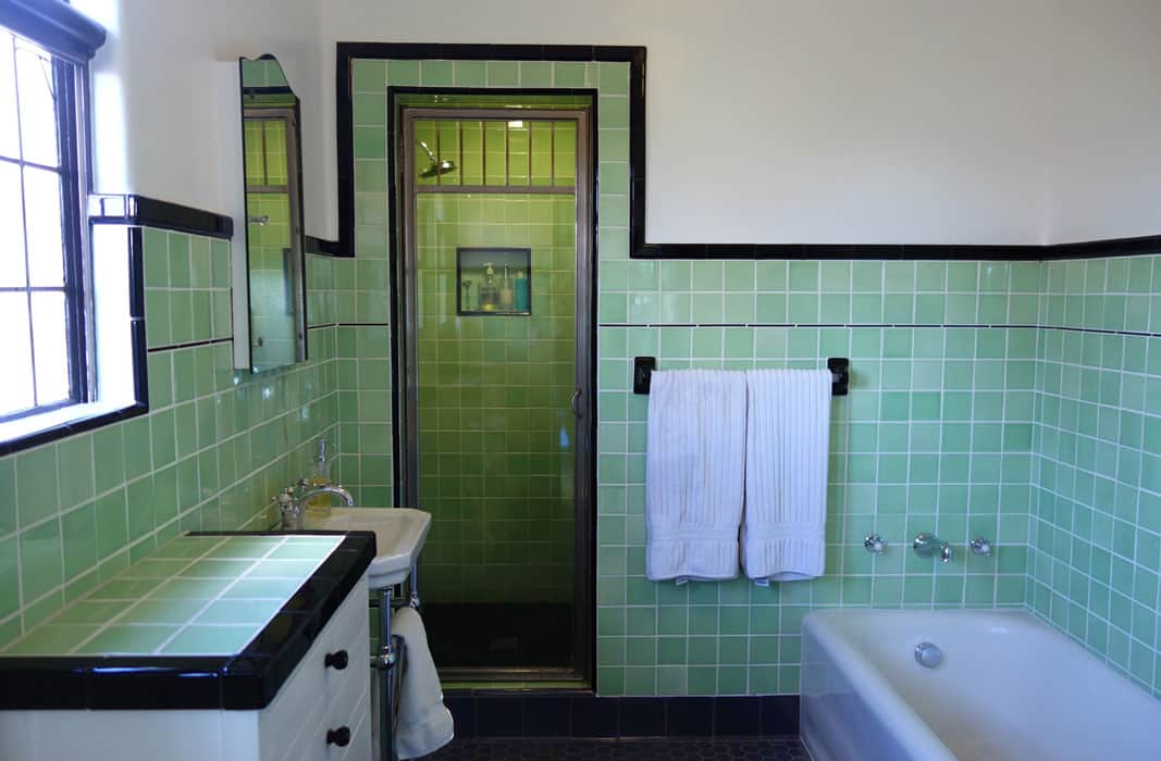 Spanish Revival Green Bathroom   Pratt + Larson   