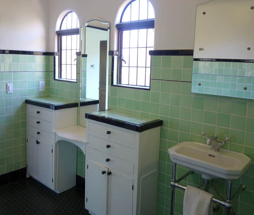 Spanish Revival Green Bathroom   Pratt + Larson   