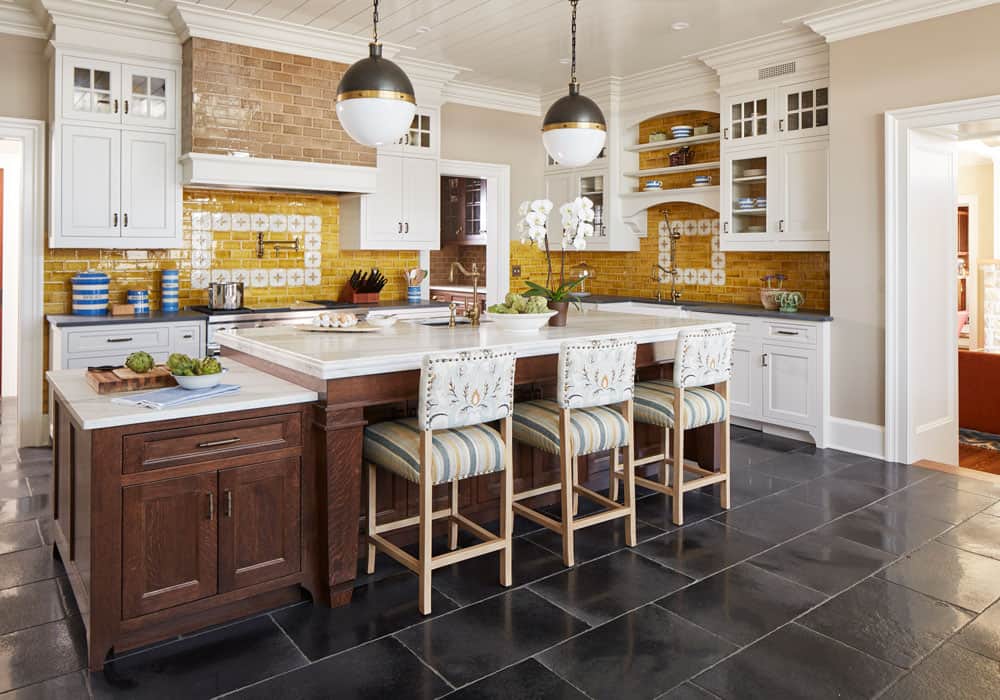 Pratt and Larson Tile Golden Motif Kitchen   Pratt + Larson   
