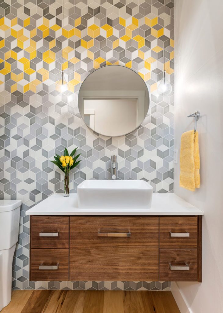 Gray + Gold Diamond Vanity   Pratt + Larson   