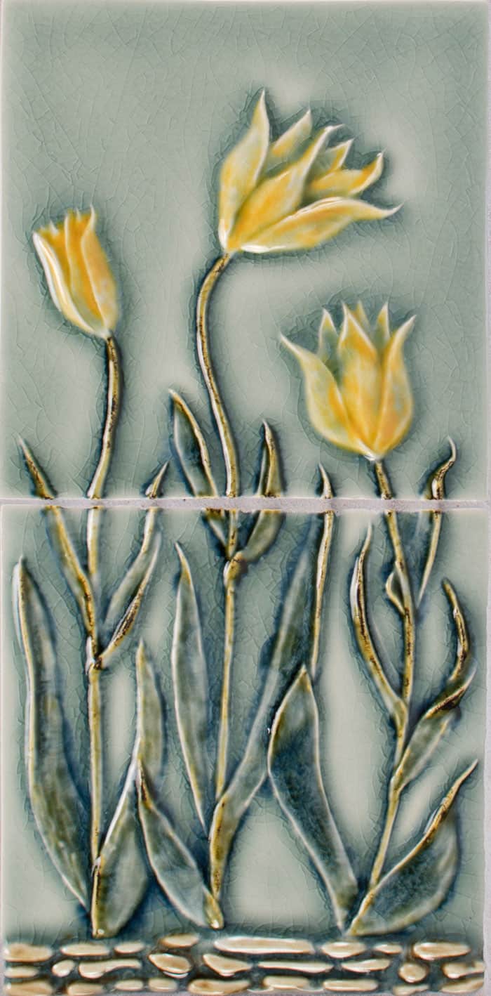 PrattandLarsonTile6x18TulipFlowerpanelWW7 Pratt + Larson LJ Tulip Panel 6×12 2 tiles Pratt + Larson