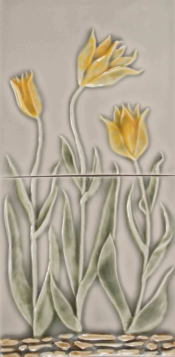 PrattandLarsonTile6x18TulipFlowerpanelWW88 Pratt + Larson LJ Tulip Panel 6×12 2 tiles Pratt + Larson