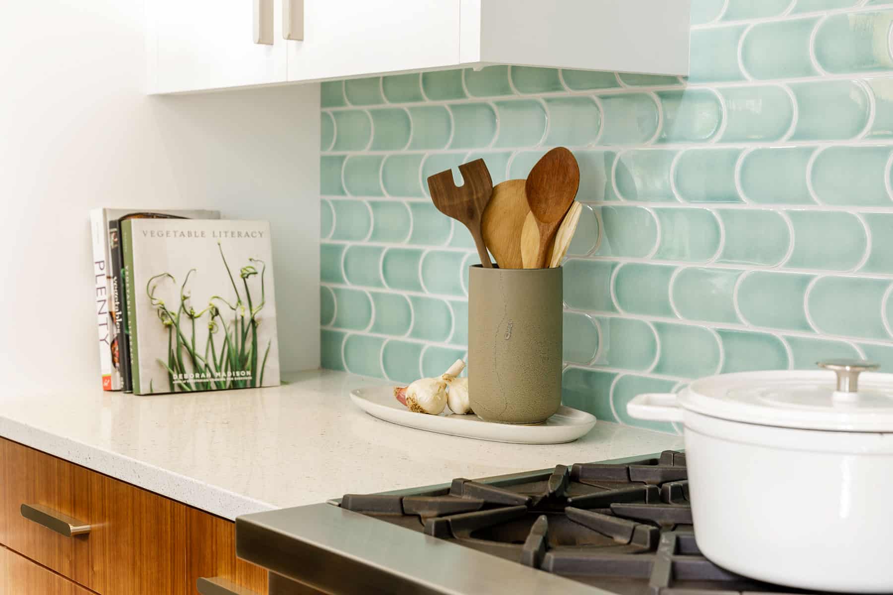 Aqua Crescent Backsplash   Pratt + Larson   