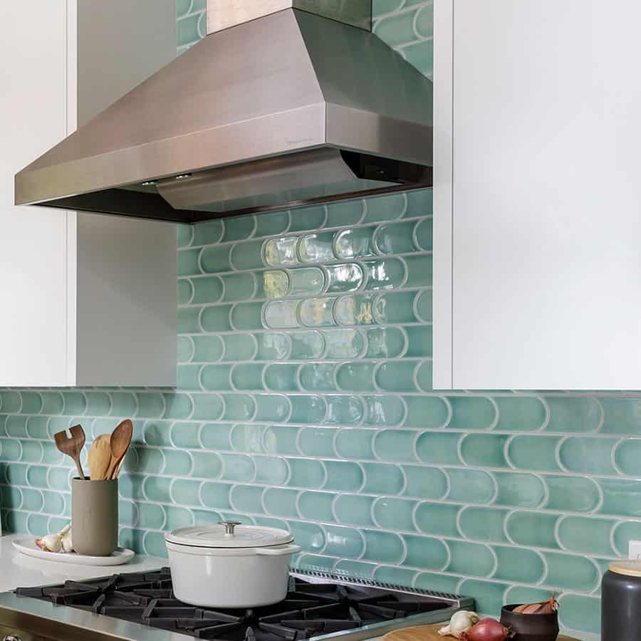 Aqua Crescent Backsplash   Pratt + Larson   