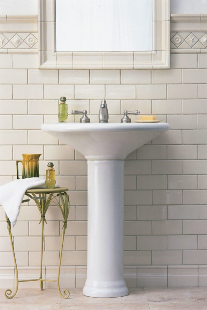 Pratt and Larson Tile classic cream crackle bath   Pratt + Larson   