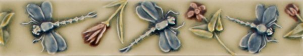 Pratt and Larson Tile 1×8 Dragonflies WW43   Pratt + Larson   