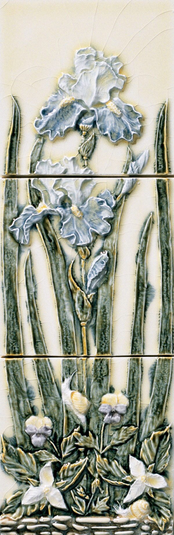 Pratt and Larson Tile 6×18 Iris Flower panel WW20   Pratt + Larson   
