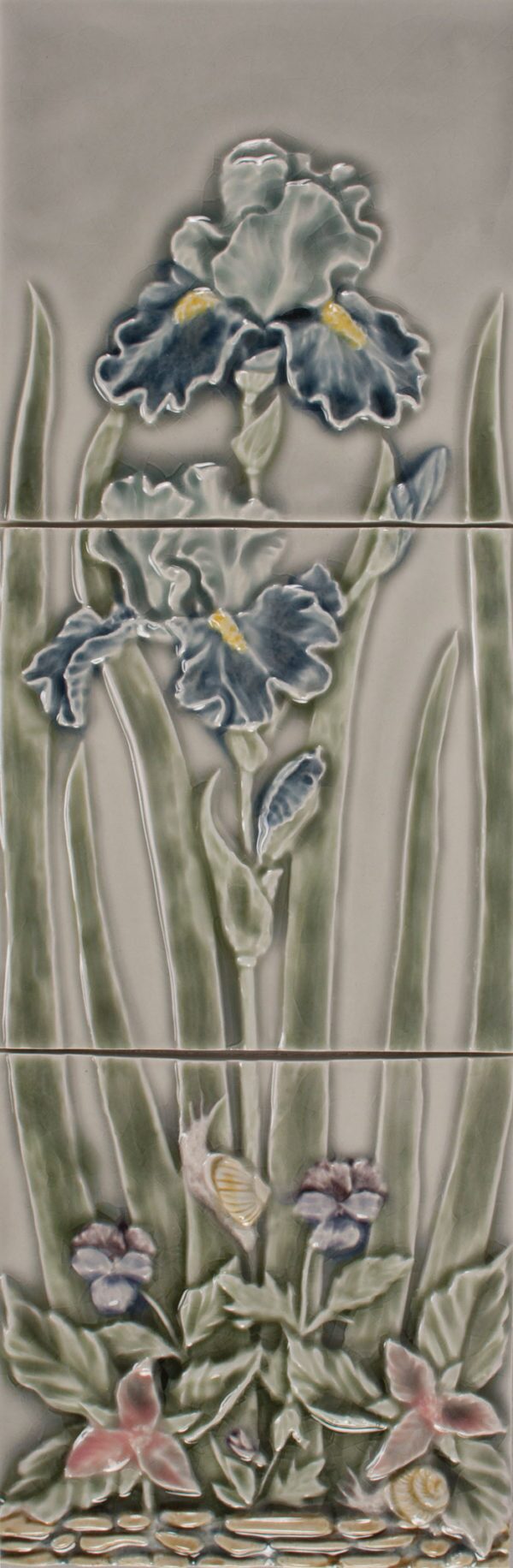 Pratt and Larson Tile 6×18 Iris Flower panel WW88   Pratt + Larson   