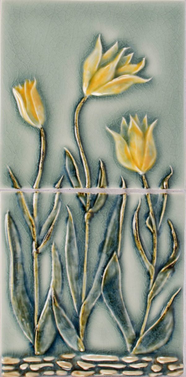 Pratt and Larson Tile 6×18 Tulip Flower panel WW7   Pratt + Larson   