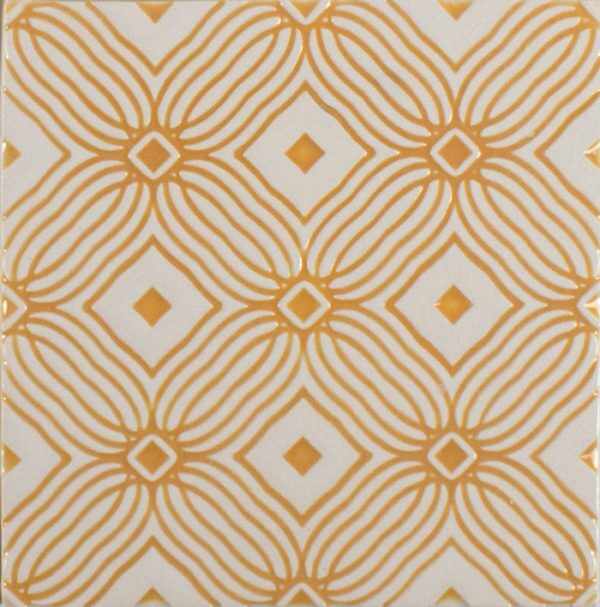 Pratt and Larson Tile Embossed D PW1 marigold   Pratt + Larson   