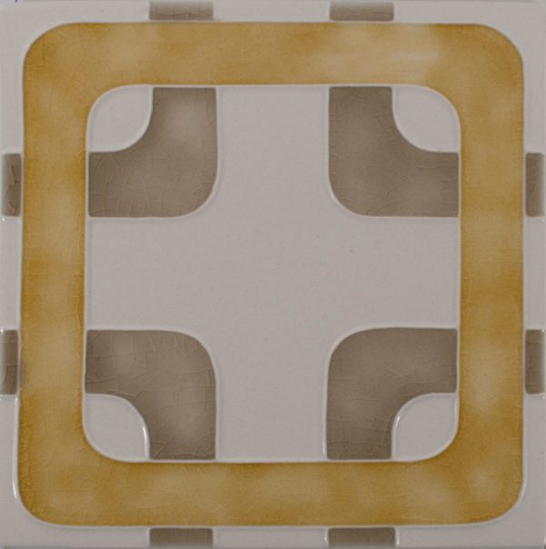Pratt and Larson Tile Motif J white topaz clay   Pratt + Larson   