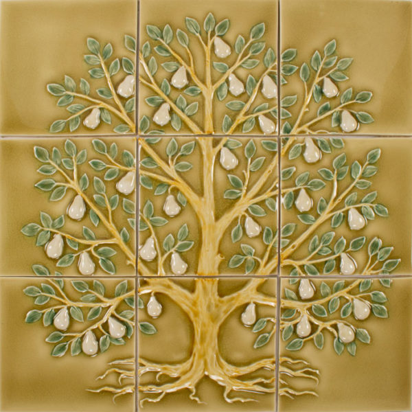 Pratt and Larson Tile 18×18 Pear Tree panel WW25 Pratt + Larson