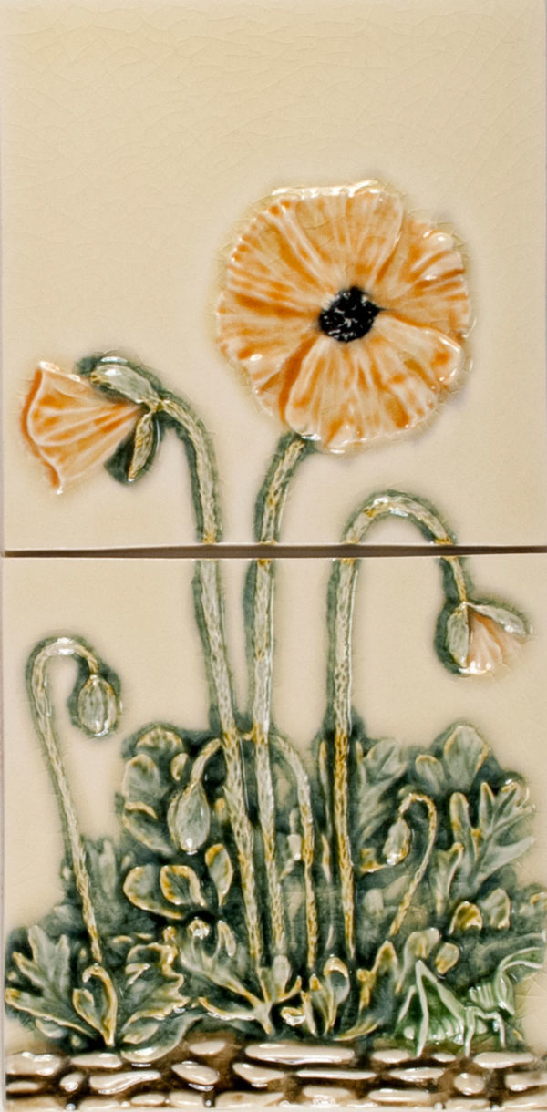 Pratt and Larson Tile 6×12 Poppy flower panel WW20 Pratt + Larson