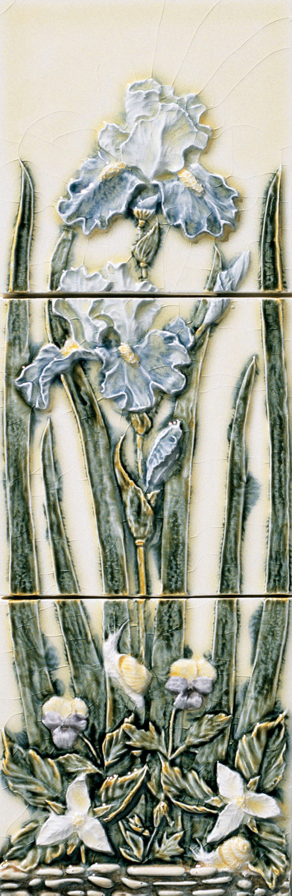 Pratt and Larson Tile 6×18 Iris Flower panel WW20 Pratt + Larson
