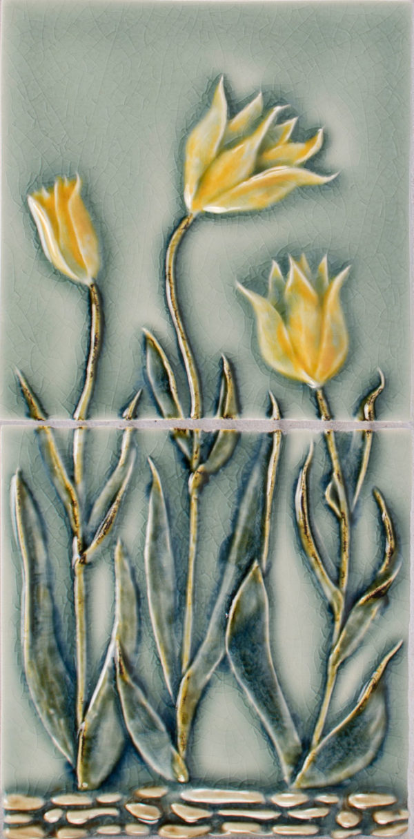 Pratt and Larson Tile 6×18 Tulip Flower panel WW7 Pratt + Larson